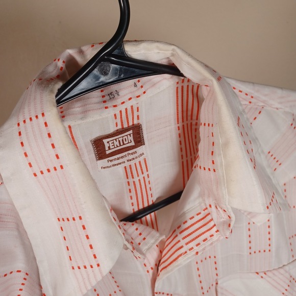 Fenton Vintage Western Pearl Snap Dashed Windopane Check Rockabilly Cowboy Shirt - Picture 2 of 7